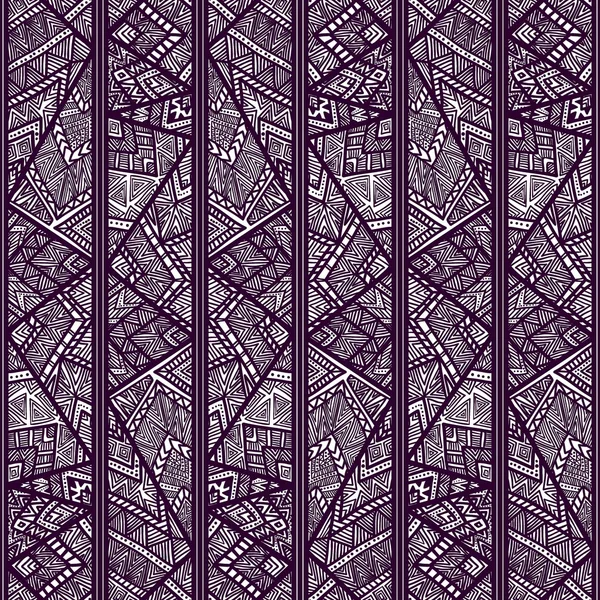 Seamless geometric pattern. Striped pattern with tribal motifs. — Stock Vector
