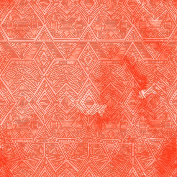 Nahtlose geometrische Muster mit einer Aquarell-Textur. Korallenwinde — Stockfoto