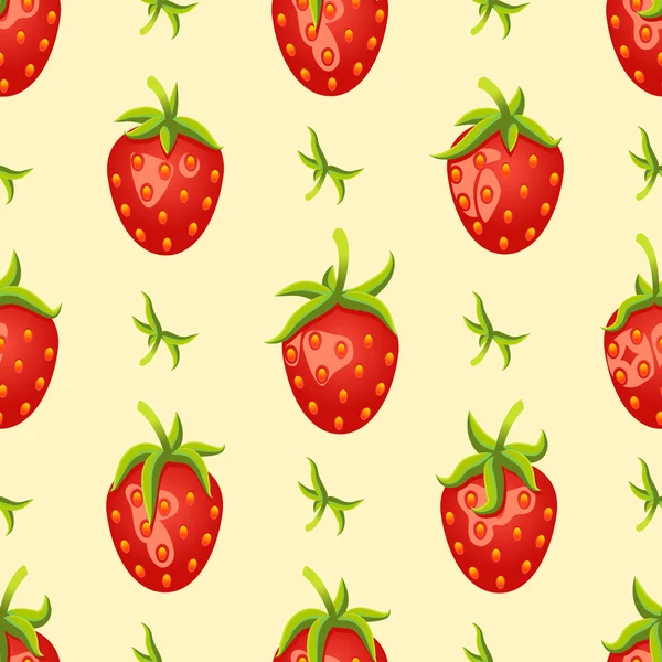 シームレスなフルーツパターン。明るい背景に赤いイチゴ. — ストック写真