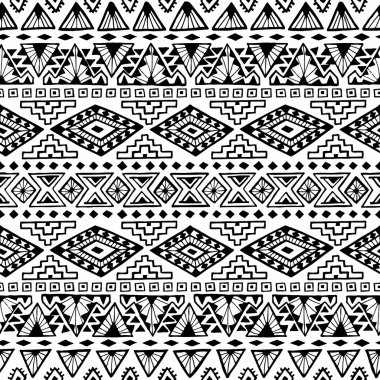 Dikişsiz etnik desen. Siyah ve beyaz vektör.