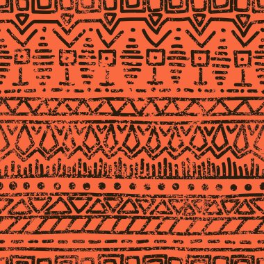 Sorunsuz etnik grunge arka plan. Geometrik desen. El yapımı. 
