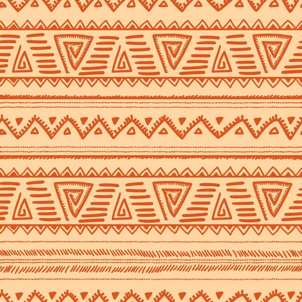 Patrón étnico sin costuras. Motivos navajo y tribal. Naranja y ser — Vector de stock