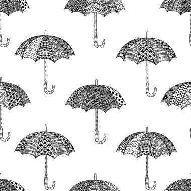 Şemsiye - sonbahar desen. Sevimli çizgi süsleme. Doodle stili 