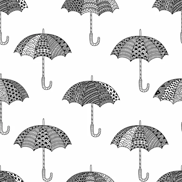 Regenschirme - Herbstmuster. niedliches Cartoon-Ornament. Doodle-Stil — Stockvektor