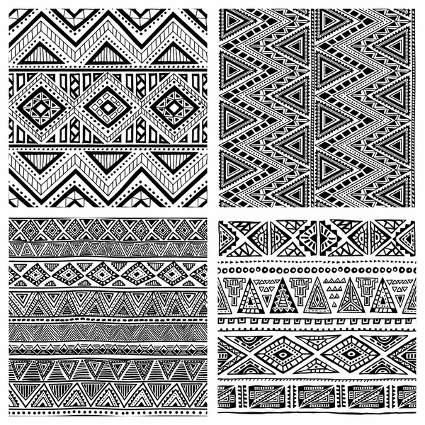 Conjunto de patrones geométricos sin costura. Motivos tribales y étnicos. Bl — Vector de stock