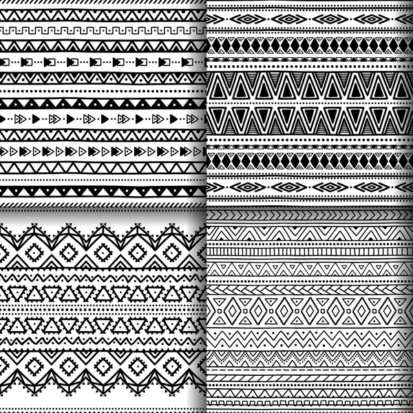 Collection of ethnic seamless patterns. — Stock Vector