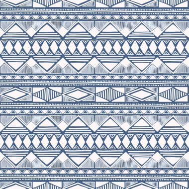 Mavi ve beyaz seamless modeli. Etnik köken.