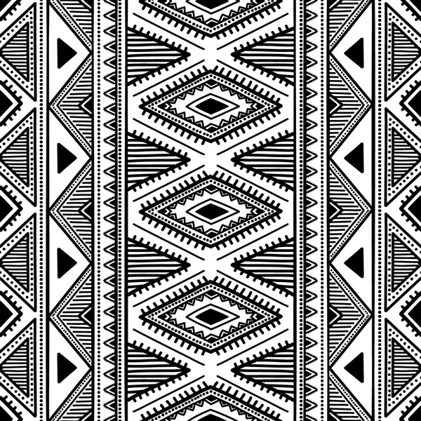 Modèle ethnique sans couture. Illustration vectorielle noir et blanc . — Image vectorielle