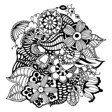Zentangle vektör çiçek desenli.