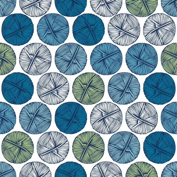 Bolas de hilo azul y verde sobre un fondo claro . — Archivo Imágenes Vectoriales