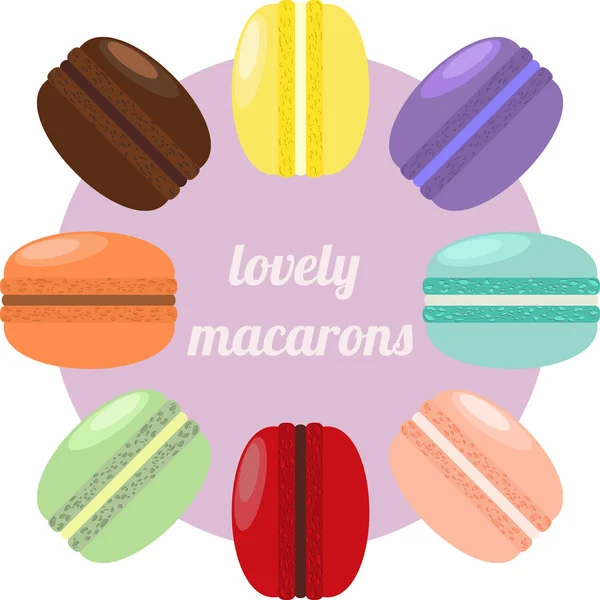 Schöne Macarons. Mehrfarbiges Vektorset. — Stockvektor