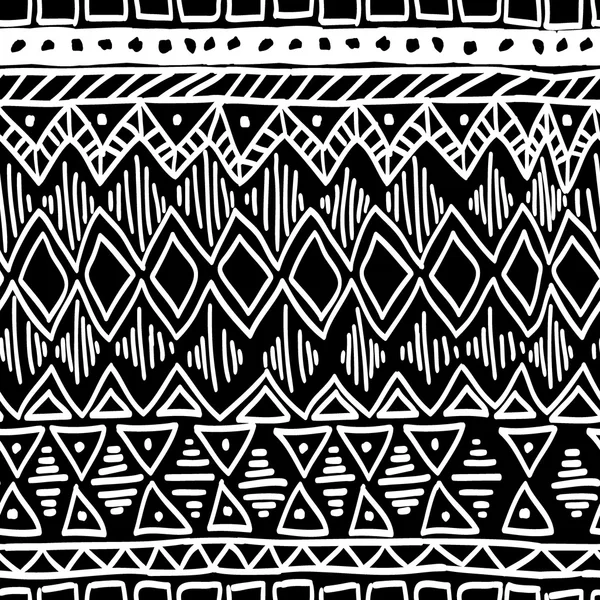 Seamless ethnic pattern. Black and white vector. — Stock Vector