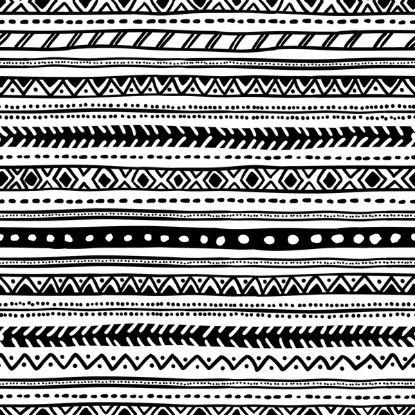 Seamless geometric ethnic pattern. Black and white. — Stock Vector