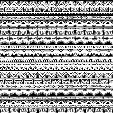 Siyah-beyaz etnik sorunsuz arka plan.