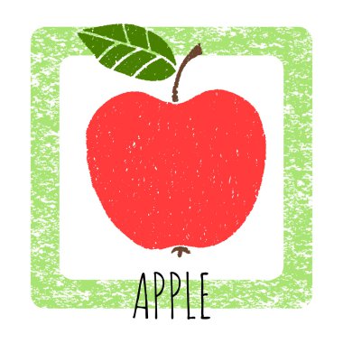 Simge elma şirin çizilmiş. Vektör çizim.