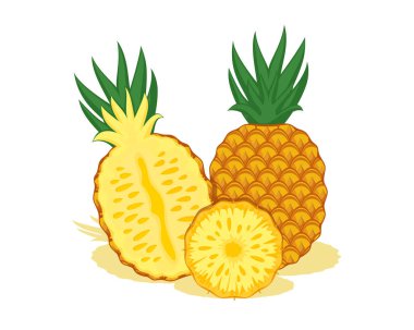 Besleyici ananas meyvesi taze. Vektör tasarımı ananas meyveleri sağlıklı ve besleyici