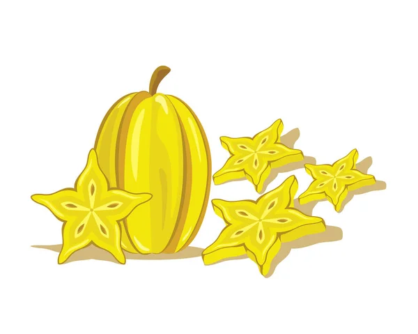 Diseño Vectores Fruta Dulce Estrella Fruta Estrella Entera Rodajas — Vector de stock