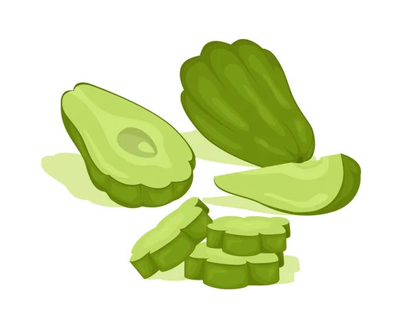 Chayote Verduras Diseño Vectores Alimento Ecológico Para Una Alimentación Saludable — Archivo Imágenes Vectoriales