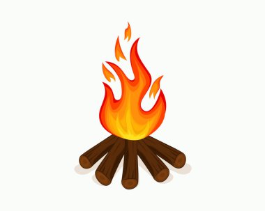Şenlik ateşi ikon vektör tasarımı. Odunla yanan şenlik ateşi