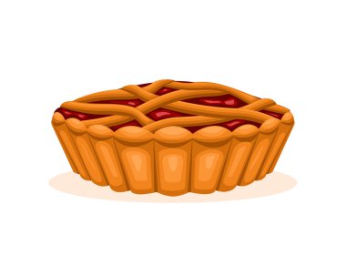 Pasta nefis bir bütün. Tatlı tatlı yiyecekler. vektör illüstrasyonu