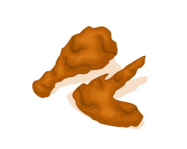 Lezzetli kızarmış tavuk budu ve kanadı. Lezzetli fast food. vektör illüstrasyonu