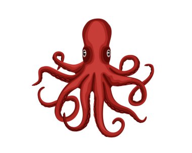 Ahtapot deniz hayvanı maskotu logosu tasarımı. Gerçekçi dev mürekkep balığı vektör çizimi