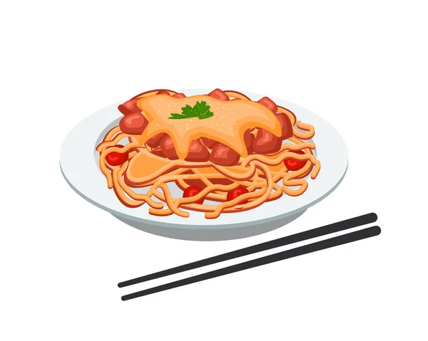 Spaghetti Noodle Vector Design Delicious Pasta Food — Stock Vector