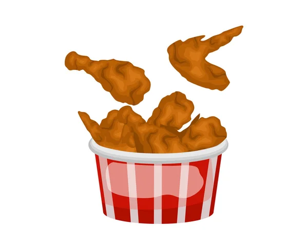 Τηγανητό Κοτόπουλο Κουβά Νόστιμο Γρήγορο Φαγητό Εικονογράφηση Διανύσματος — Διανυσματικό Αρχείο