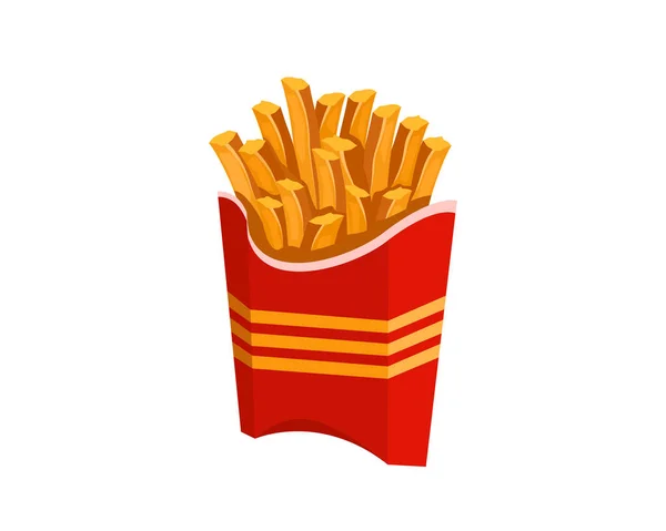 Palillo Papas Fritas Caja Papel Deliciosa Papa Frita Ilustración Vectorial — Vector de stock