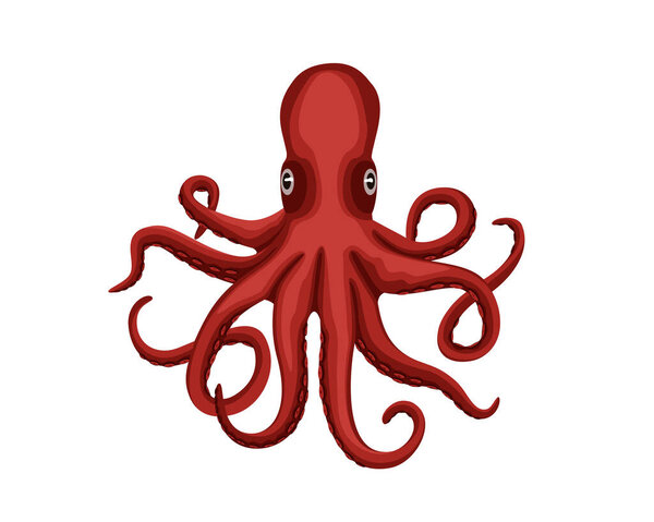 Octopus sea animal mascot logo design. Realistic giant squid vector illustration