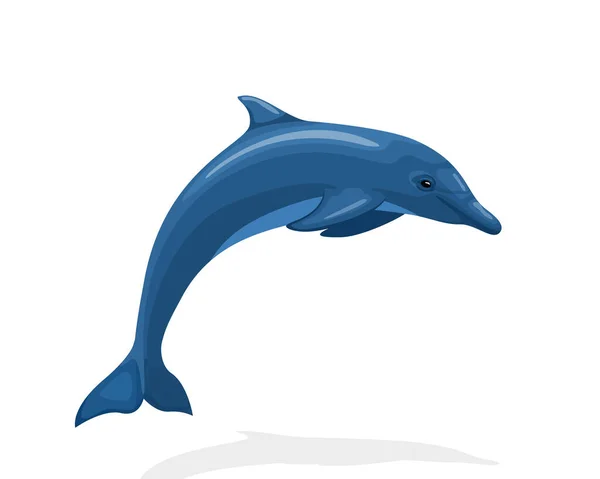 Saltos Delfines Azules Animales Agua Lindos Inteligentes Ilustración Vectorial — Vector de stock