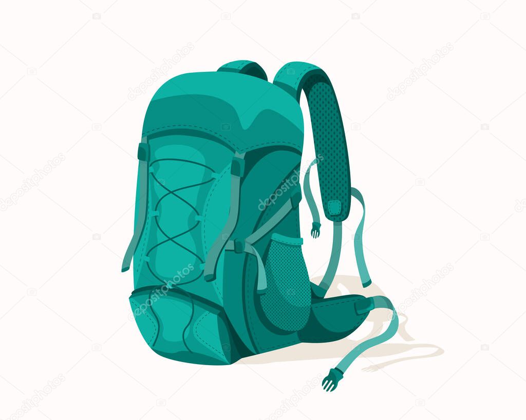 Camping backpack vector design. Bag sport hiking travel camping and climbing sport