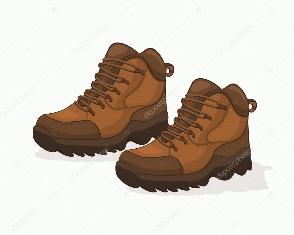 Mount hiking shoes vector design. Equipment mount hiking and camping