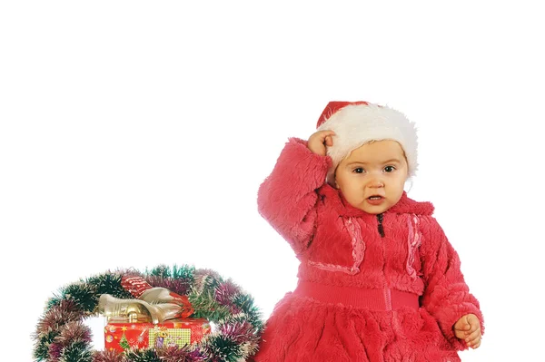 Natal crianças retrato no estúdio no fundo branco — Fotografia de Stock