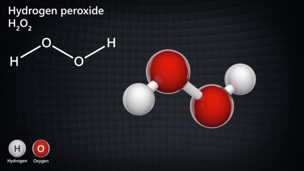 Formula Chimica Strutturale Struttura Molecolare Del Perossido Idrogeno H2O2 Rendering — Video Stock