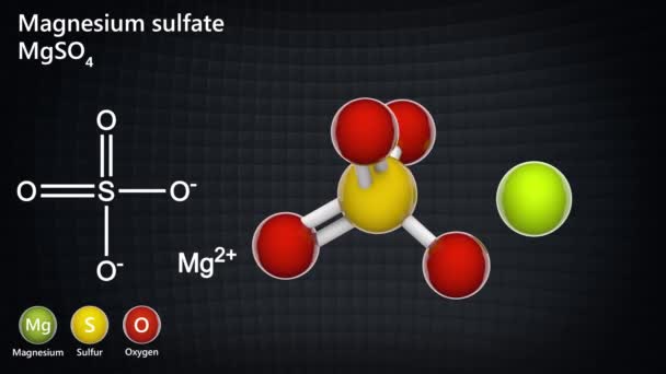 Magnesiumsulfaat Formule Mgso4 Mgo4S Het Wordt Vaak Aangetroffen Als Het — Stockvideo