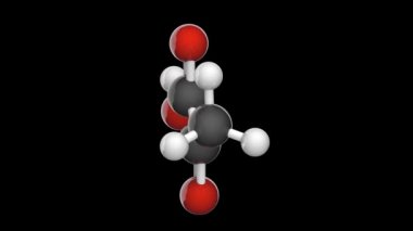 Pyruvic acid (moleküler formül: C3H4O3) karbonhidratlar, proteinler ve yağların metabolizmasında bir ara bileşiktir. 3 boyutlu görüntüleme. Kusursuz döngü. Siyah arkaplanda izole edilmiş ve döndürülmüş.