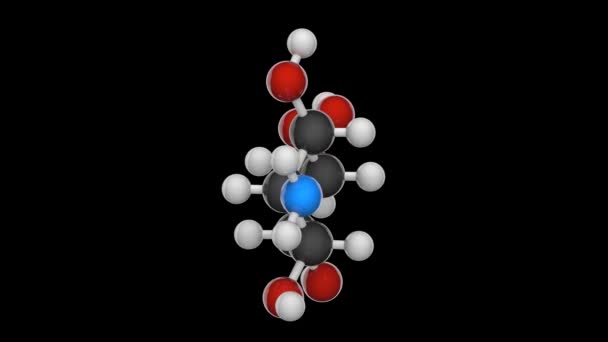 グルコサミン C6H13No5 アミノ酸系糖である 変形性関節症の治療 3Dレンダリング シームレスなループだ 黒い背景で隔離され 回転しています ボールと棒の化学構造モデル — ストック動画