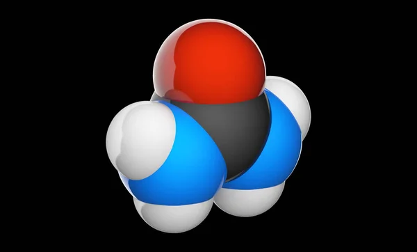 ウレアは カルバミドとも呼ばれ 化学式Ch4N2O化学構造モデルを持つ有機化合物である 3Dイラスト 黒の背景に隔離された — ストック写真