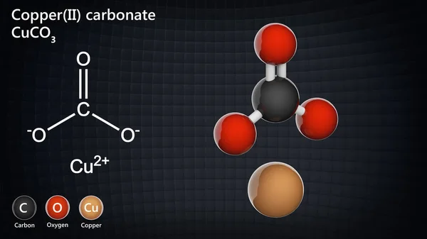 Carbonato Cobre Carbonato Cúprico Compuesto Químico Con Fórmula Cuco3 Modelo — Foto de Stock