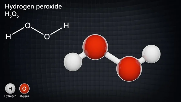 Fórmula Química Estructural Estructura Molecular Del Peróxido Hidrógeno H2O2 Modelo — Foto de Stock