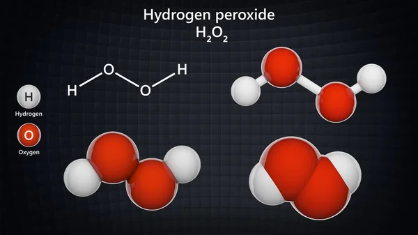 Fórmula Química Estructural Estructura Molecular Del Peróxido Hidrógeno H2O2 Modelo — Foto de Stock