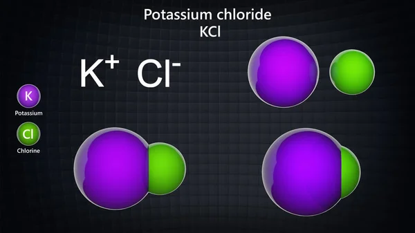 Kaliumchloride Kcl Clk Een Zout Van Kalium Chloride Chemische Structuur — Stockfoto