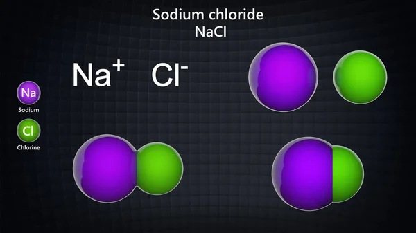 Chlorid Sodný Běžně Známý Jako Sůl Iontová Sloučenina Chemickým Vzorcem — Stock fotografie