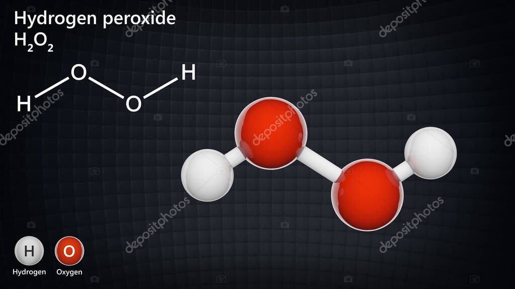 Structural Chemical Formula And Molecular Structure Of Hydrogen Peroxide H2o2 Chemical Structure Model Ball And Stick 3d Illustration Larastock