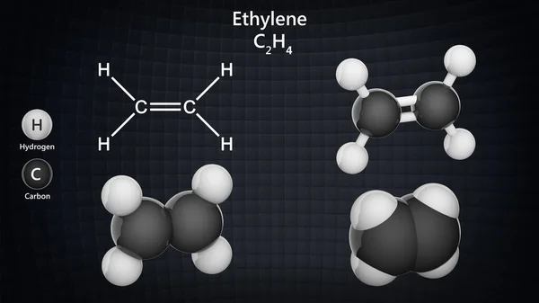 Fórmula Química Estrutural Estrutura Molecular Etileno C2H4 Modelo Estrutura Química — Fotografia de Stock