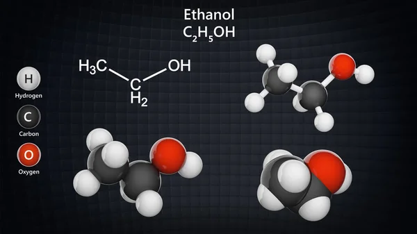 Fórmula Química Estrutural Estrutura Molecular Etanol Álcool Consumo Fórmula C2H6O — Fotografia de Stock