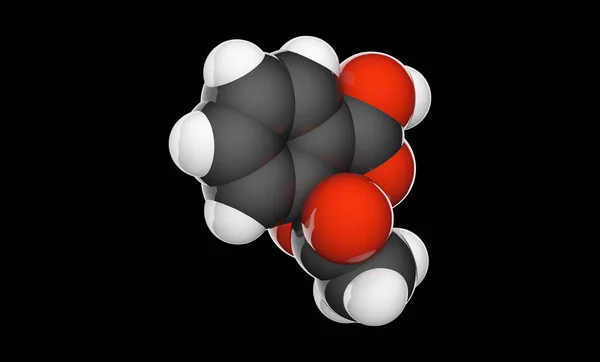 Aspirin Asa Molekül Raumfüllendes Chemisches Strukturmodell C9H8O4 Illustration Vereinzelt Auf — Stockfoto