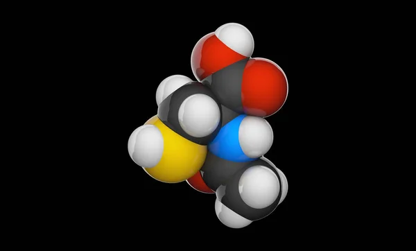 乙酰半胱氨酸 也称为N 乙酰半胱氨酸或Nac 的分子结构 C5H9No3S 乙酰半胱氨酸粘液 期待剂 解毒药物 空间填充 3D插图 — 图库照片