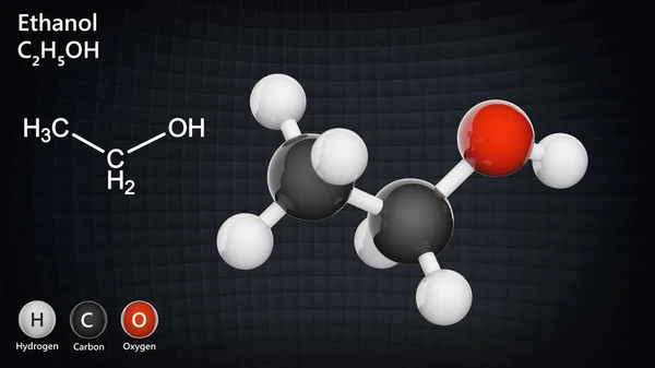 Etanols Strukturella Kemiska Formel Och Molekylstruktur Drickande Alkohol Formula C2H6O Stockbild